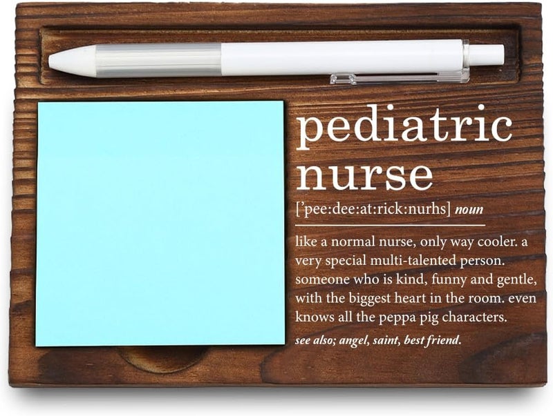 VYNWPDFLI Pediatric Nurse Gift, Unique Office Decor for Caring Nurses, Engraved Inspirational Desk Organizer, Wooden Sticky Note Holder,LQQ56 - Image 1